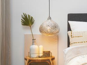 Lampa wisząca sufitowa owalny szklany klosz w stylu glamour srebrna Madon Beliani