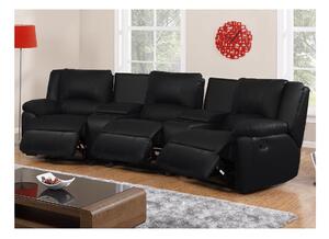 3-osobowa skórzana kanapa z funkcją relax AROMA - Czarny