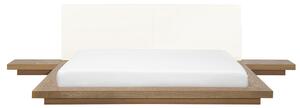 Łóżko 180x200 cm niska rama styl japoński stoliki nocne jasne drewno Zen Beliani