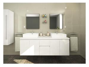 Meble łazienkowe LAVITA II podwieszane z podwójną umywalką i lustrami - Biały lakierowany