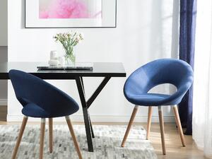Komplet 2 krzeseł tapicerowanych do jadalni salonu styl retro niebieski Roslyn Beliani