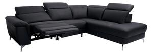 Narożna kanapa OLBIA z elektryczną funkcją relax – Kolor czarny – Narożnik prawy