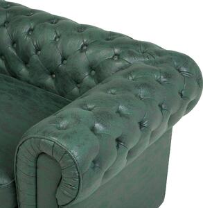 Nowoczesna sofa 3-osobowa z ekoskóry pikowana zielona Chesterfield Beliani