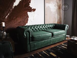 Nowoczesna sofa 3-osobowa z ekoskóry pikowana zielona Chesterfield Beliani