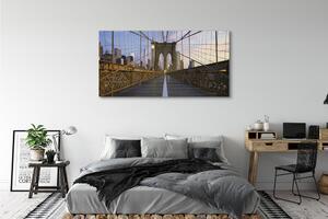 Obraz na płótnie Wieżowce most zachód słońca