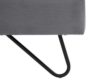 Łóżko welurowe szare 160 x 200 cm wysokie wezgłowie pikowane metalowe nogi Lannion Beliani