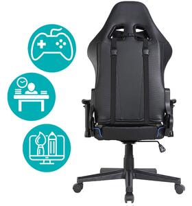 Krzesło gamingowe w kilku kolorach - pro-czarne-niebieskie