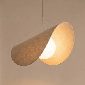 Lampa wisząca Sansibar Lucande, możliwość ściemniania, kremowy / amber, salon / jadalnia, tkanina / materiał / jedwab, design