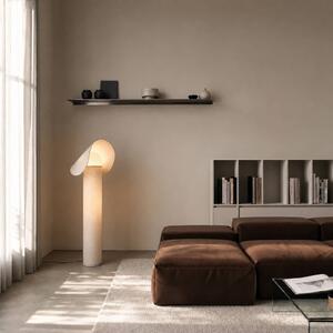 Lampa stojąca Sansibar Lucande, możliwość ściemniania, kremowy / amber, sypialnia, tkanina / materiał / jedwab, design