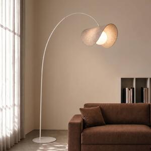 Lampa łukowa - lampa stojąca Sansibar Lucande, możliwość ściemniania, kremowy / amber, salon / jadalnia, tkanina / materiał / jedwab, design