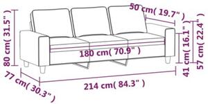 Sofa 3-osobowa, czarna, 180 cm, tapicerowana tkaninÄ