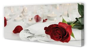 Obraz na płótnie Róże świeczki kolacja