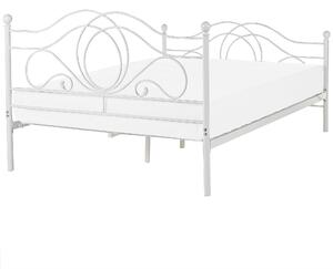Metalowe łóżko ozdobne rama i stelaż 160 x 200 cm białe styl retro Lyra Beliani