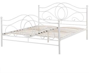 Metalowe łóżko ozdobne rama i stelaż 160 x 200 cm białe styl retro Lyra Beliani