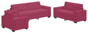 Sofa 3 szt. czerwony wiatr tkanina lniana