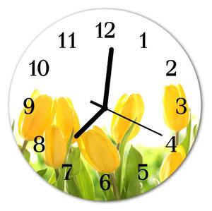 Zegar szklany okrągły Tulipany