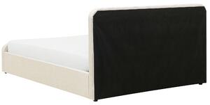 Tapicerowane łóżko z pojemnikiem 180 x 200 cm stelaż wezgłowie beżowe Rennes Beliani