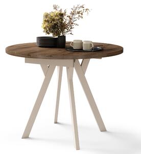 ALMO Orzech Elegant/nogi beżowe - OKRĄGŁY STÓŁ ROZKŁADANY Z NOGAMI Y LOFTOWY/INDUSTRIALNY DO SALONU/JADALNI
