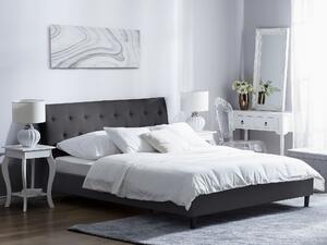 Pikowane łóżko tapicerowane 160 x 200 cm ciemnoszare zagłówek klasyczny Saverne Beliani