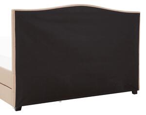 Łóżko ze stelażem 160x200cm tapicerowane wezgłowie pojemnik beżowe Montpellier Beliani