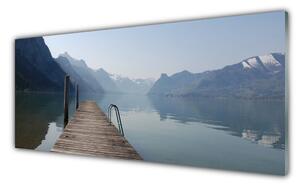 Obraz Szklany Molo Jezioro Góry Krajobraz