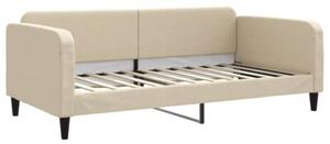 Sofa rozsuwana z szufladami, kremowa, 100x200 cm, tkanina