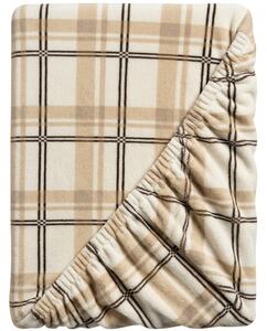 Prześcieradło z mikropluszu PLAID 160x200 cm kremowe