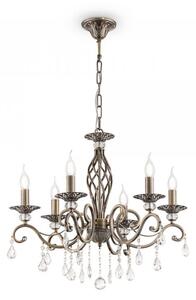 Lampa wisząca Żyrandol Świecznikowy na łańcuchu z kryształami Maytoni RC247-PL-06-R Grace 6xE14 63cm x 76cm mosiądz