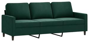 Sofa 3-osobowa, ciemnozielony, 180 cm, obita aksamitem