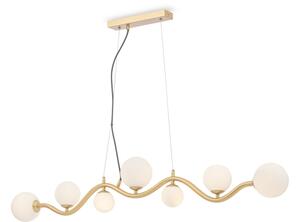 Lampa Wisząca Podłużna Szklane Kule Maytoni MOD059PL-07G Uva 7xG9 119cm x 139cm złoty