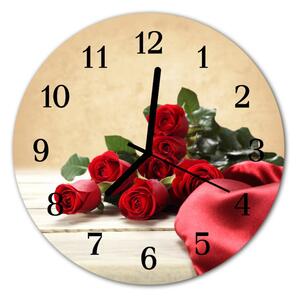 Zegar szklany okrągły Róże