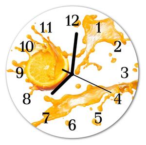 Zegar szklany okrągły Sok pomarańczowy