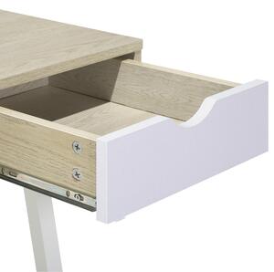 Industrialne biurko do biura domowego 2 szuflady 1 półka 120 x 48 jasne drewno Clarita Beliani