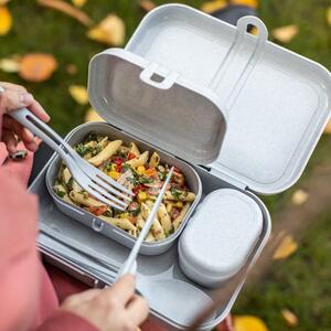 Zestaw lunchbox ze sztućcami PASCAL READY ORGANIC szary KOZIOL mantecodesign