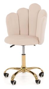 EMWOmeble Krzesło obrotowe muszelka DC-907-S beżowy welur, złota noga