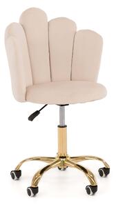EMWOmeble Krzesło obrotowe muszelka DC-907-S beżowy welur, złota noga