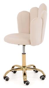 MebleMWM Krzesło obrotowe muszelka DC-907-S beżowy welur, złota noga