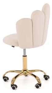 MebleMWM Krzesło obrotowe muszelka DC-907-S beżowy welur, złota noga