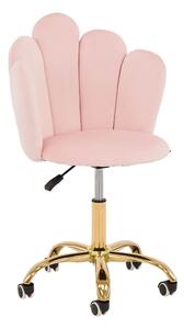 MebleMWM Krzesło obrotowe muszelka DC-907-S pudrowy róż welur, złota noga