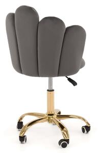 MebleMWM Krzesło obrotowe muszelka DC-907-S ciemnoszary welur, złota noga