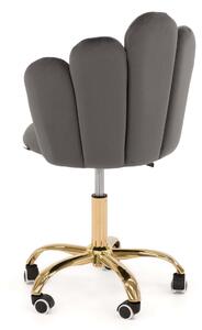 MebleMWM Krzesło obrotowe muszelka DC-907-S ciemnoszary welur, złota noga