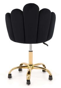 MebleMWM Krzesło obrotowe muszelka DC-907-S czarny welur, złota noga
