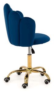 EMWOmeble Krzesło obrotowe muszelka DC-907-S granatowy welur, złota noga