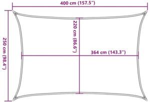 Żagiel przeciwsłoneczny, jasnoszary, 4x2,5 m, 100% poliester