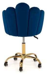 EMWOmeble Krzesło obrotowe muszelka DC-907-S granatowy welur, złota noga