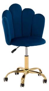 MebleMWM Krzesło obrotowe muszelka DC-907-S granatowy welur, złota noga