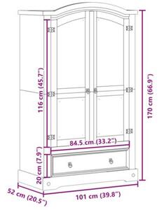 Szafa corona 101x52x170 cm drewno lite sosnowe