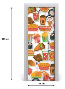 Naklejka na drzwi samoprzylepna Jedzenie fast food