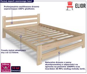 Skandynawskie drewniane łóżko do sypialni 140x200 - Zinos 3X