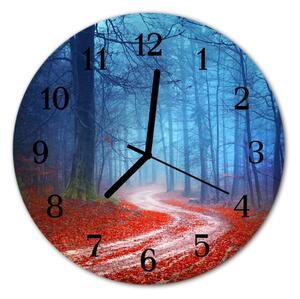 Zegar szklany okrągły Ścieżka w lesie